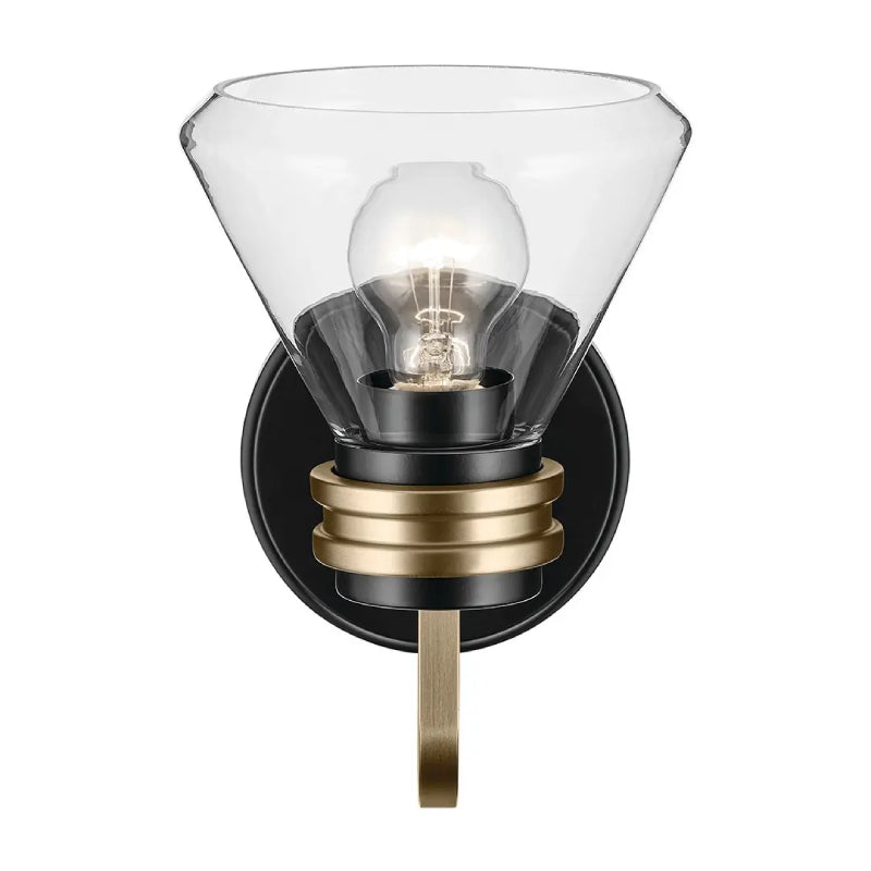 Kichler 55153 Farum 1-lt 10" Tall Wall Sconce - Black Clear Glass