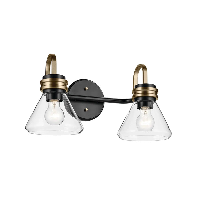 Kichler 55154 Farum 2-lt 19" Vanity Light - Black Clear Glass