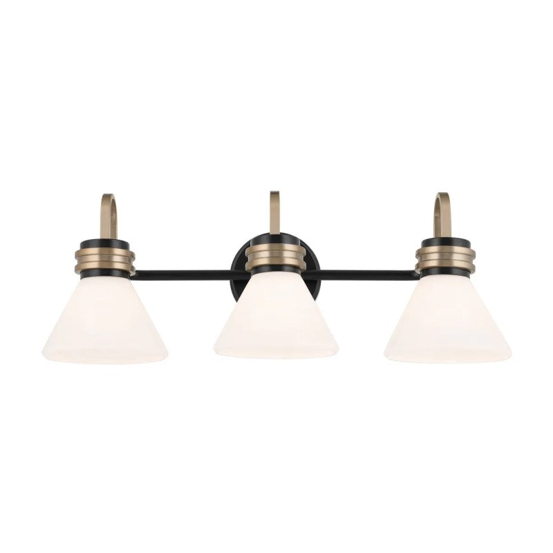 Kichler 55155 Farum 3-lt 26" Vanity Light - Black with Champagne Bronze Opal Glass