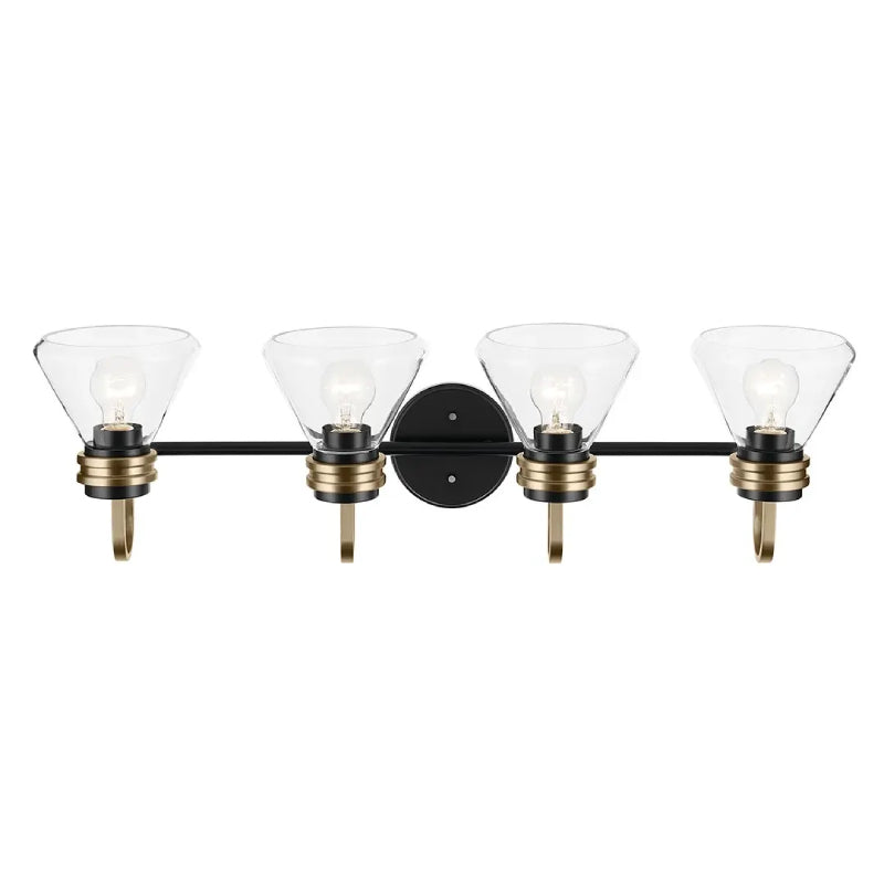 Kichler 55156 Farum 4-lt 34" Vanity Light - Black Clear Glass