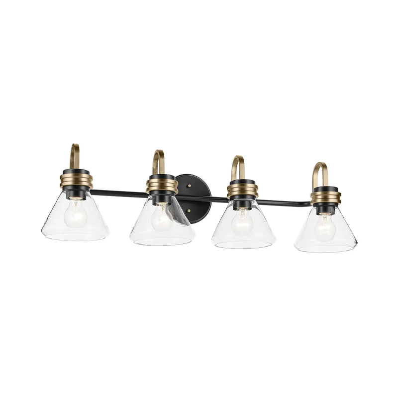 Kichler 55156 Farum 4-lt 34" Vanity Light - Black Clear Glass