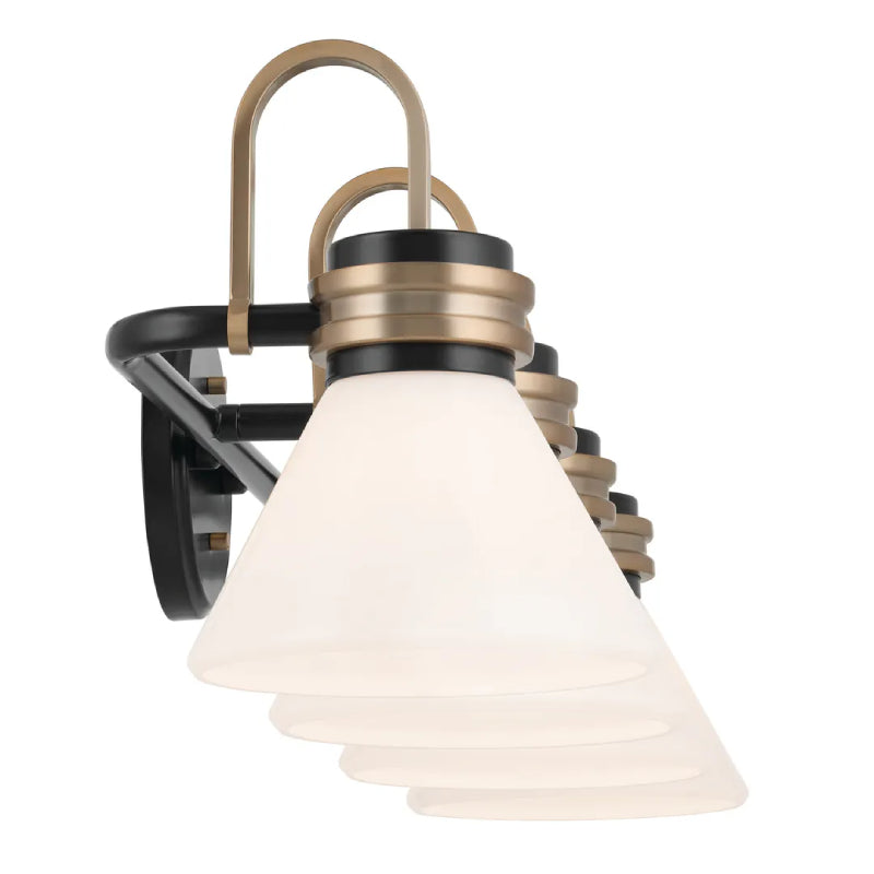 Kichler 55156 Farum 4-lt 34" Vanity Light-Black Opal Glass