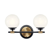 Kichler 55171 Benno 2-lt 15" Vanity Light-Black with Champagne Bronze