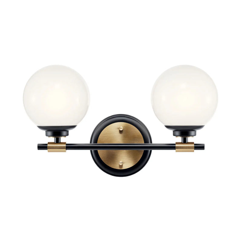Kichler 55171 Benno 2-lt 15" Vanity Light-Black with Champagne Bronze