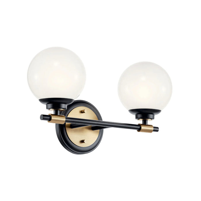 Kichler 55171 Benno 2-lt 15" Vanity Light-Black with Champagne Bronze