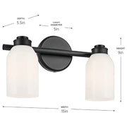 Kichler 55201 Shae 2-lt 15" Vanity Light