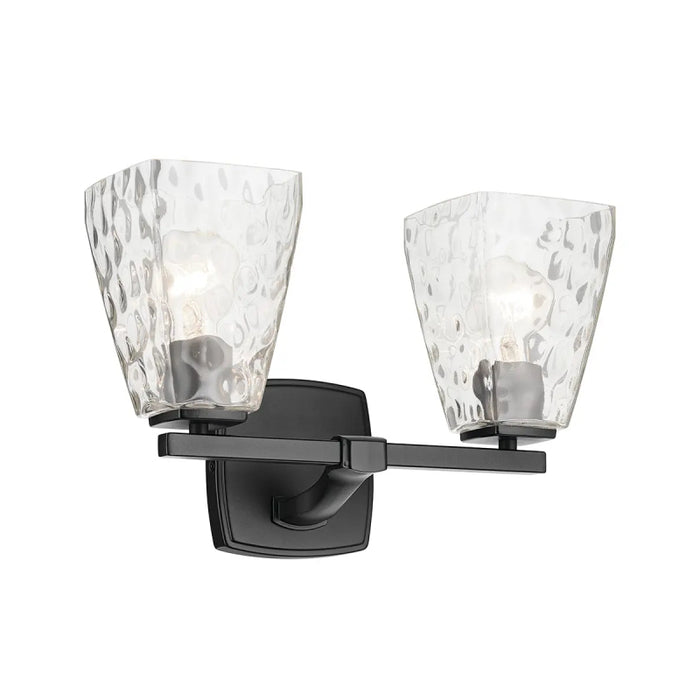 Kichler 55215 Marant 2-lt 14" Vanity Light - Black Clear Water Glass