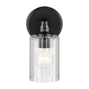 Kichler 55224 Gioe 1-lt 10" Tall Wall Sconce - Black Clear Fluted Glass