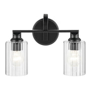 Kichler 55225 Gioe 2-lt 14" Vanity Light - Black Clear Fluted Glass