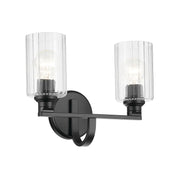 Kichler 55225 Gioe 2-lt 14" Vanity Light - Black Clear Fluted Glass