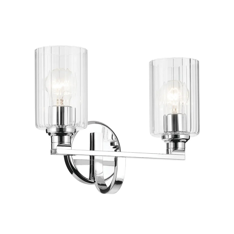 Kichler 55225 Gioe 2-lt 14" Vanity Light - Chrome Clear Fluted Glass