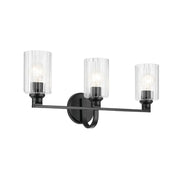 Kichler 55226 Gioe 3-lt 24" Vanity Light - Black Clear Fluted Glass