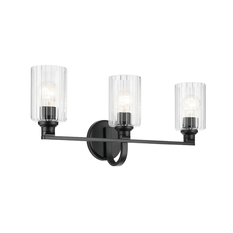 Kichler 55226 Gioe 3-lt 24" Vanity Light - Black Clear Fluted Glass