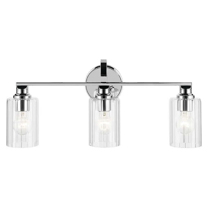 Kichler 55226 Gioe 3-lt 24" Vanity Light - Chrome Clear Fluted Glass