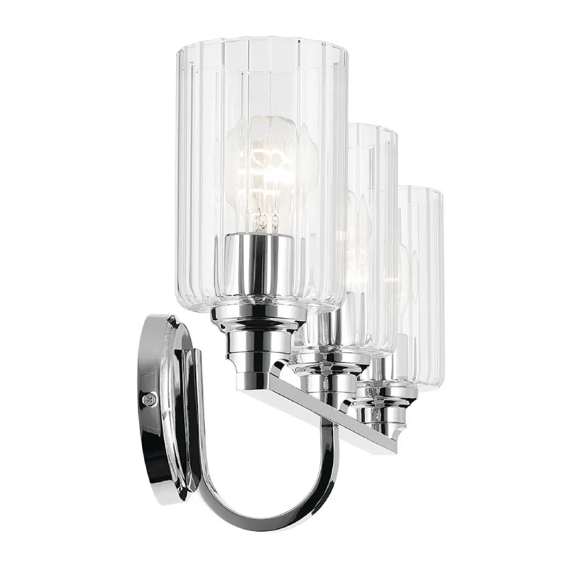 Kichler 55226 Gioe 3-lt 24" Vanity Light - Chrome Clear Fluted Glass