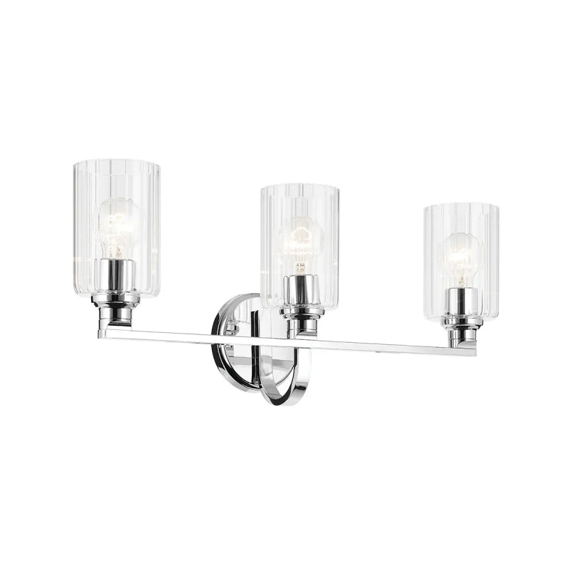 Kichler 55226 Gioe 3-lt 24" Vanity Light - Chrome Clear Fluted Glass