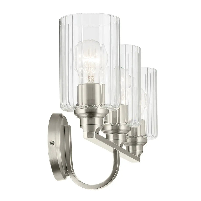Kichler 55226 Gioe 3-lt 24" Vanity Light - Brushed Nickel Clear Fluted Glass