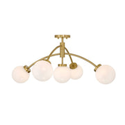 Savoy House 6-6199-5 Redfield 5-lt 36" LED Semi-Flush Mount - Warm Brass