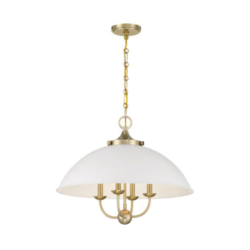 Savoy House 7-1725-4 Monterey 4-lt 22" Pendant - White and Warm Brass