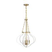 Savoy House 7-4866-4 Mercer 4-lt 20" Pendant - White and Warm Brass