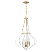 Savoy House 7-4866-4 Mercer 4-lt 20" Pendant - White and Warm Brass