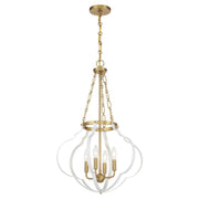 Savoy House 7-4866-4 Mercer 4-lt 20" Pendant - White and Warm Brass