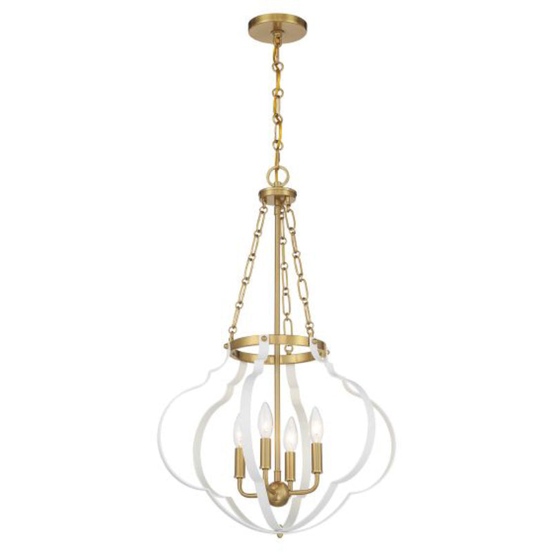 Savoy House 7-4866-4 Mercer 4-lt 20" Pendant - White and Warm Brass