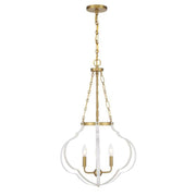 Savoy House 7-4866-4 Mercer 4-lt 20" Pendant - White and Warm Brass