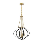 Savoy House 7-4866-4 Mercer 4-lt 20" Pendant - Matte Black and Warm Brass