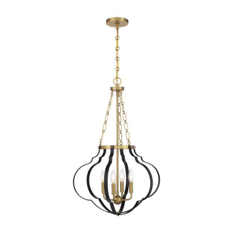 Savoy House 7-4866-4 Mercer 4-lt 20" Pendant - Matte Black and Warm Brass