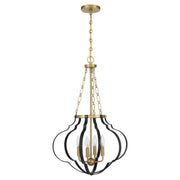 Savoy House 7-4866-4 Mercer 4-lt 20" Pendant - Matte Black and Warm Brass