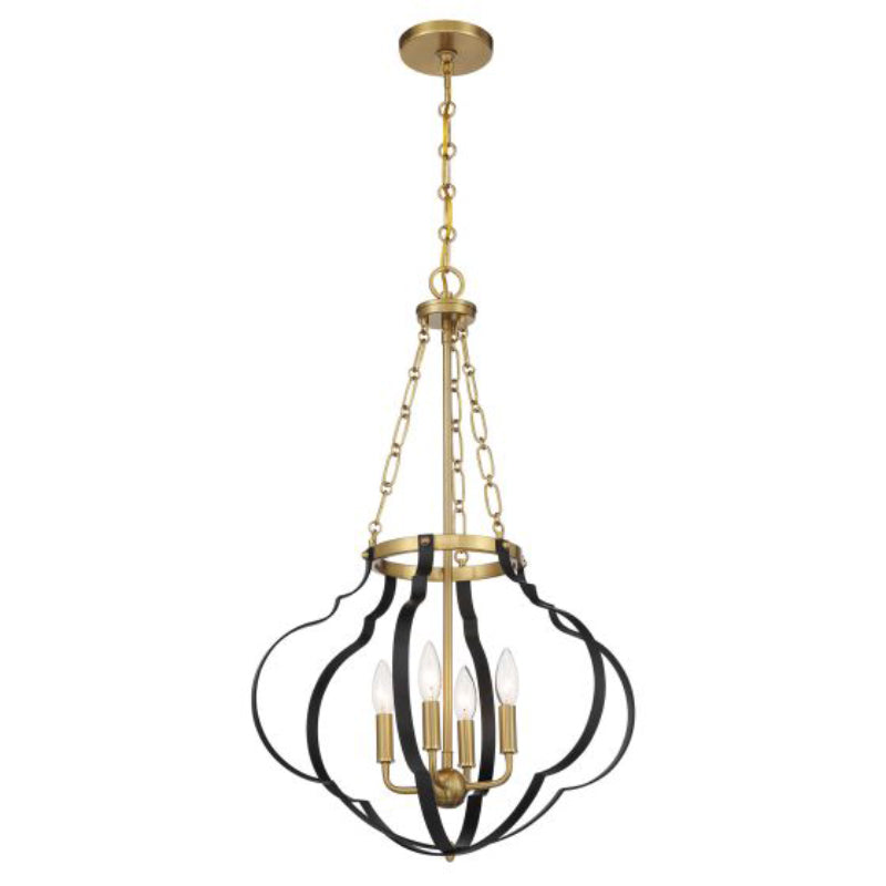 Savoy House 7-4866-4 Mercer 4-lt 20" Pendant - Matte Black and Warm Brass