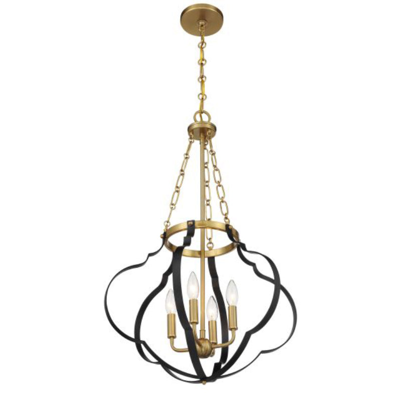 Savoy House 7-4866-4 Mercer 4-lt 20" Pendant - Matte Black and Warm Brass