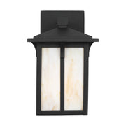Generation 8552701 Tomek 1-lt 10" Tall Outdoor Wall Lantern - Black/Champagne