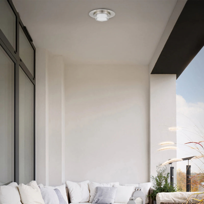 Alteck Lighting AFM0012-3CCT-W Plate 1-lt 12" LED Outdoor Flush Mount, 3CCT Selectable - Brushed Stainless Steel