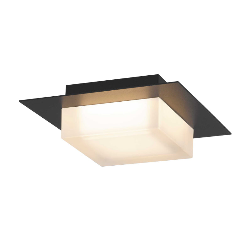 Alteck Lighting AFM0014-3CCT-W Foursquare 8" LED Outdoor Flush Mount, 3CCT Selectable - Sand Black