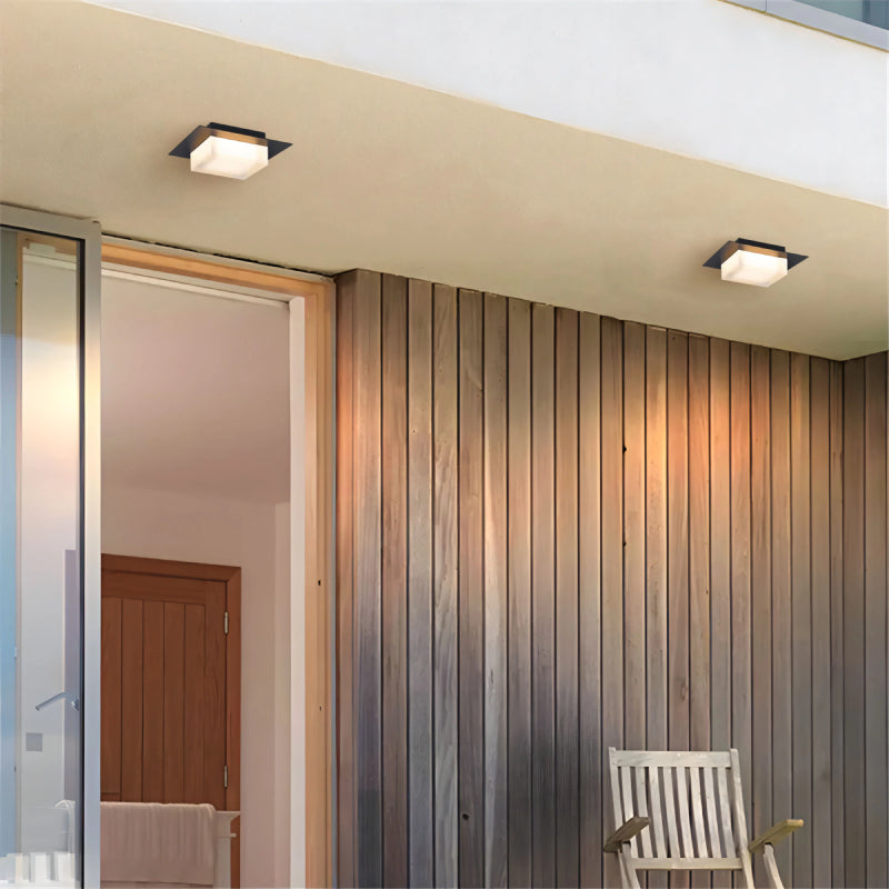Alteck Lighting AFM0014-3CCT-W Foursquare 8" LED Outdoor Flush Mount, 3CCT Selectable