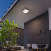 Alteck Lighting AFM0014-3CCT-W Foursquare 8" LED Outdoor Flush Mount, 3CCT Selectable - Brushed Stainless Steel