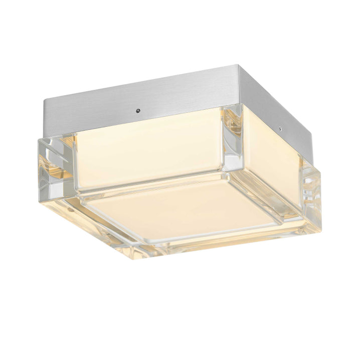 Alteck Lighting AFM0019-3CCT-W Box 5" LED Outdoor Flush Mount, 3CCT Selectable - Brushed Stainless Steel