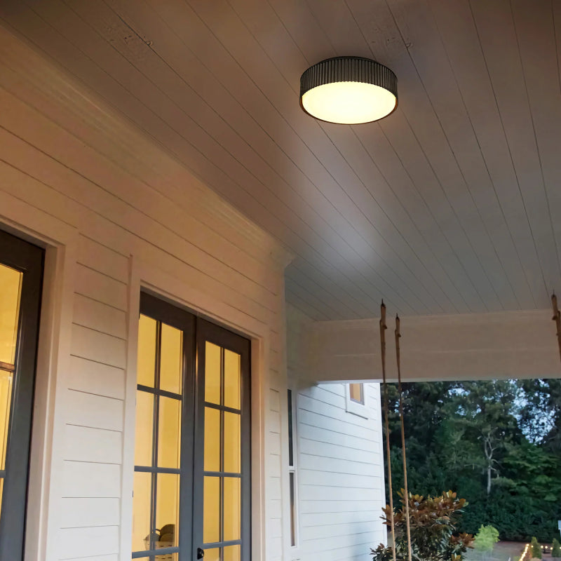 Alteck Lighting AFM0064-5CCT-W Channel 9" LED Outdoor Flush Mount, 5CCT Selectable - Sand Black