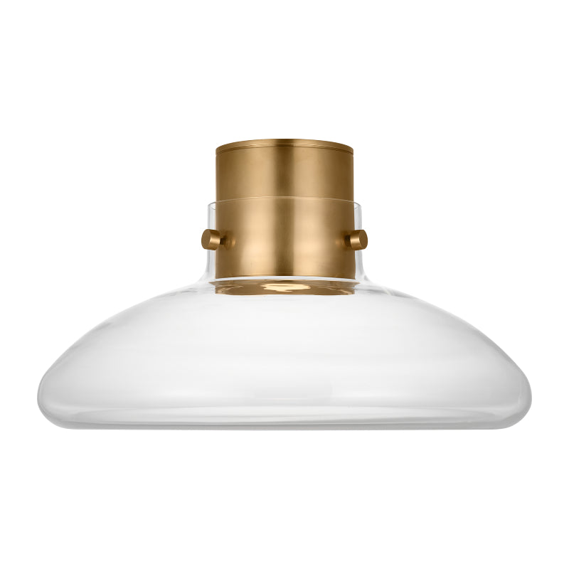 Visual Comfort AKFM592 Morgan 18" LED Flush Mount - Hand Rubbed Antique Brass/Clear Glass