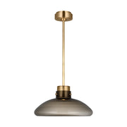 Visual Comfort AKPD594 Morgan 1-lt 16" LED Pendant - Hand-Rubbed Antique Brass with Smoke Glass