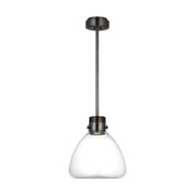 Visual Comfort AKPD595 Morgan 1-lt 12" LED Pendant - Burnished Bronze with Clear Glass