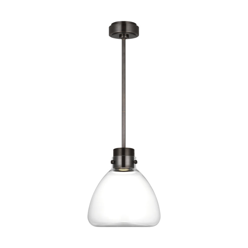 Visual Comfort AKPD595 Morgan 1-lt 12" LED Pendant - Burnished Bronze with Clear Glass