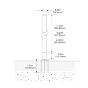 Focus Industries AL26MD 24" Tall LED Light Wand, GU5.3 Bi-Pin, 12V, 3 Prong Stake Mount