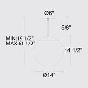 Alteck Lighting AP0073-5CCT-W Rondure 1-lt 14" LED Outdoor Pendant, 5CCT Selectable