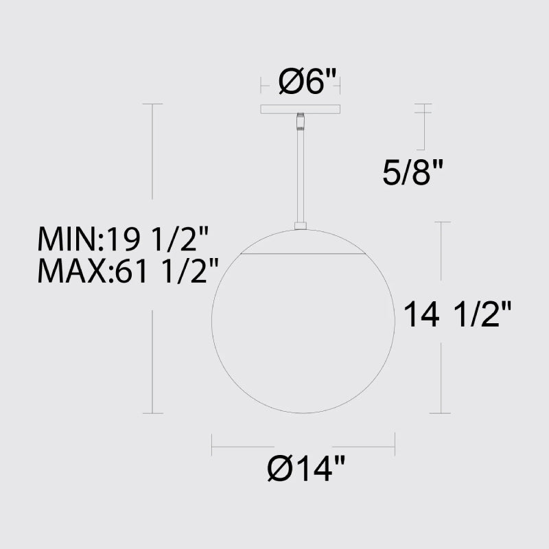 Alteck Lighting AP0073-5CCT-W Rondure 1-lt 14" LED Outdoor Pendant, 5CCT Selectable