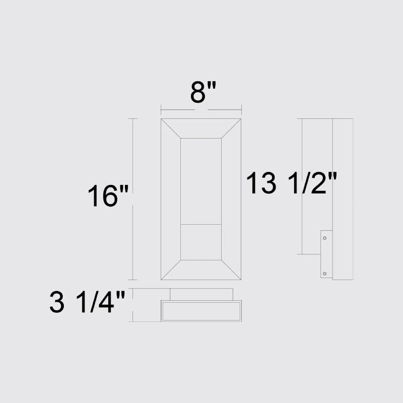 Alteck Lighting AW0033-3CCT-W Paletto 1-lt 16" Tall LED Outdoor Wall Sconce, 3CCT Selectable