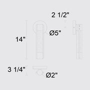 Alteck Lighting AW0087-3CCT-W Tig 1-lt 14" Tall LED Outdoor Wall Sconce, 3CCT Selectable