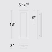 Alteck Lighting AW0123-3CCT-W Zoey 1-lt 18" Tall LED Outdoor Wall Sconce, 3CCT Selectable